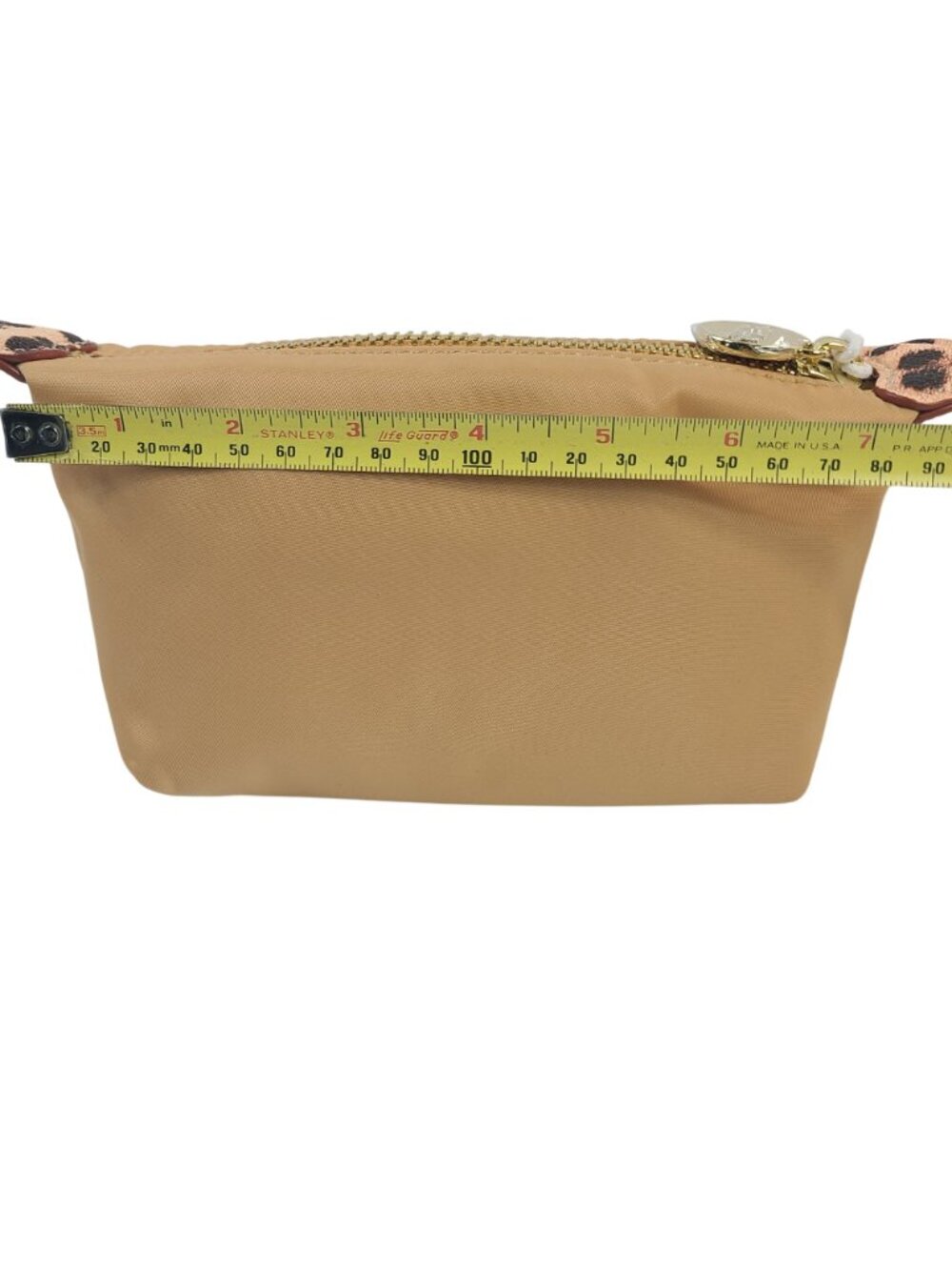 NEW Stoney Clover Lane Small Beige Nylon Pouch With Leopard Print Gold Zipper - Picture 5 of 7